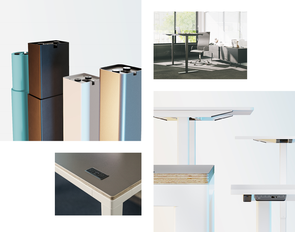 overview of the office product variety of adjustable desk systems