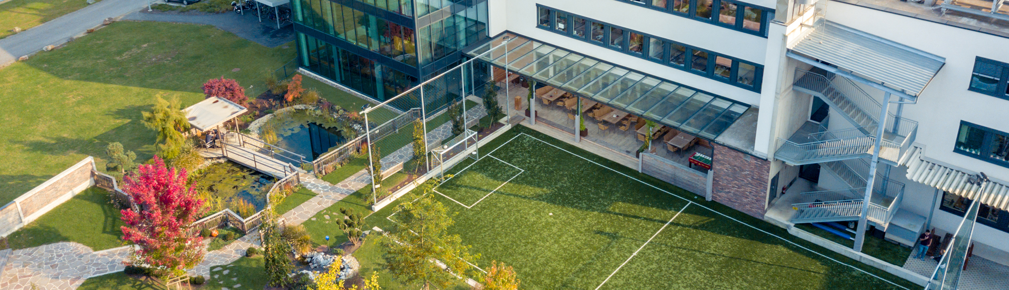 Sneak peak of the soccer field from the headquaters in Deutschlandsberg